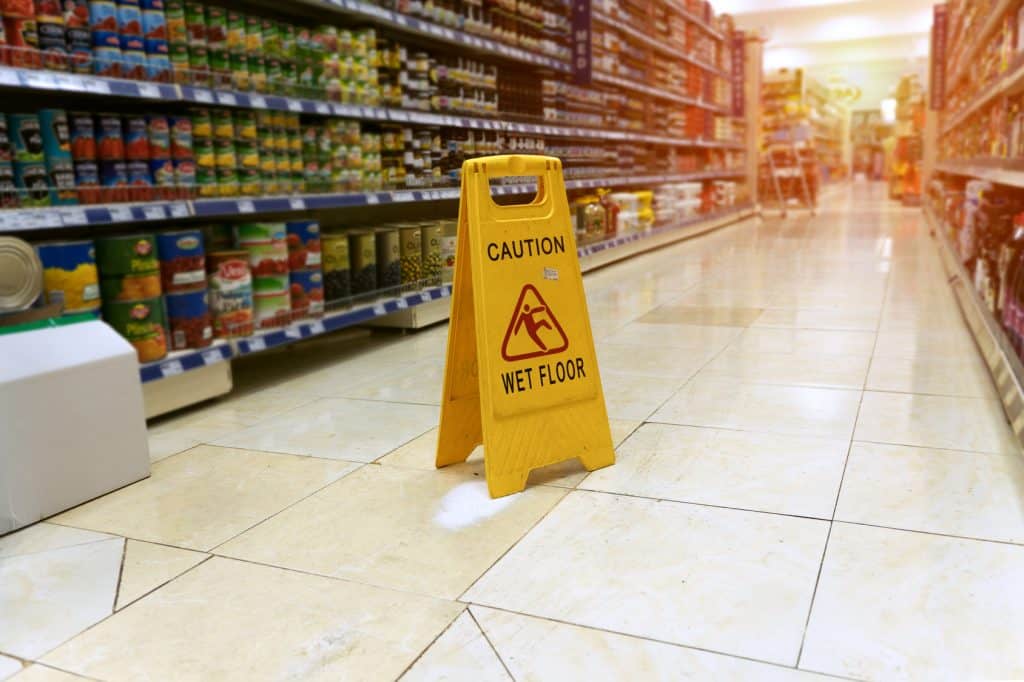 Yellow sign - caution wet floor
