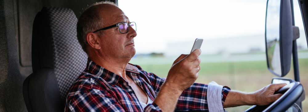 Older driver texting while driving leading to a truck accident