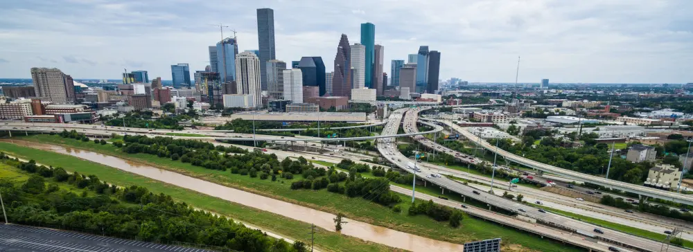 I-10 passing by downtown Houston