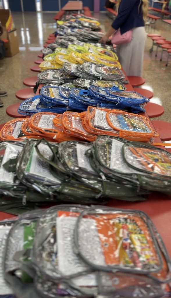 Donated backpacks in the 2026 backpack drive