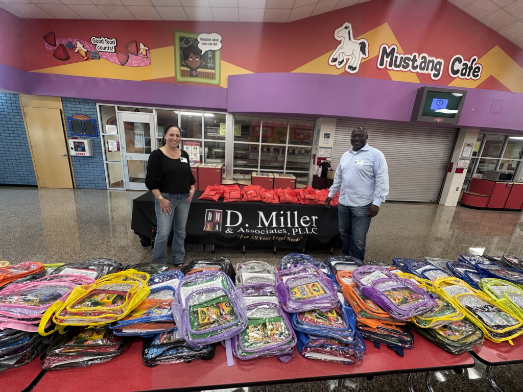 D. Miller & Associates attorneys at the 2026 backpack donation drive